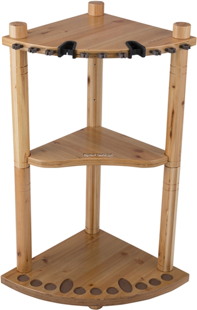 Picture of Rush Creek Wood Corner Storage Rack - Light Stain, Holds 13 Rods