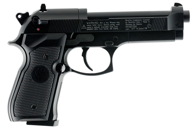 Picture of  Umarex Beretta Air Guns 2253000 Beretta M92 FS  Co2 177 Pellet 8Rd Rotary Magazine, Steel Slide, Black Metal Frame W/Polymer Grip, Single OR Double Action Trigger, German Made