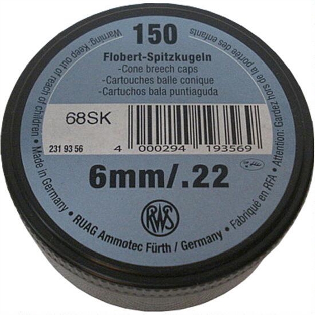 Picture of Rws Ammo .22Cb Cap-6Mm Rimfire Conical Lead Low Noise 150-Pk.