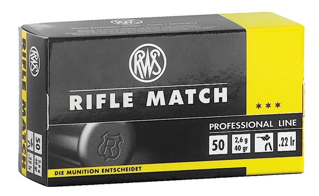 Picture of Rws 2134225 22Lr Match Ammo 40 GR 50 Rounds Per Box