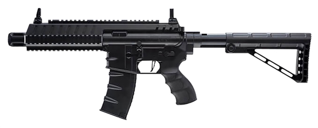 Picture of  Umarex 2252120 Steel Strike Air Rifle Co2 177 BB Single Shot OR 6  Round Burst Mode, 30Rd Drop Free Magazine, 900 BB Capacity Reservoir, Flat Top Picatinny Rail, Flip UP Sights, Adjustable Stock