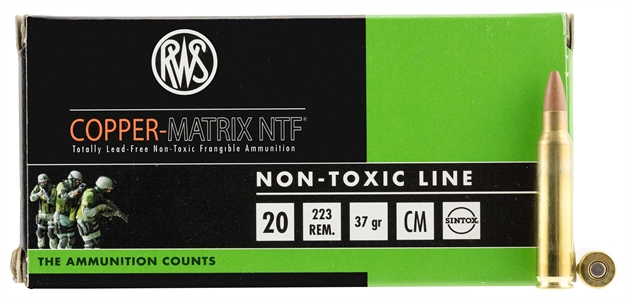 Picture of Rws Usa 222340020 Copper Matrix Ntf 223 Remington/5.56 Nato 37 GR Non-Toxic 20 B
