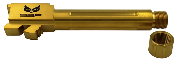 Picture of S3f G19t/Ftin Glock 19 Threaded/Fluted 9Mm 416R Stainless Steel Gold Titanium Nitride