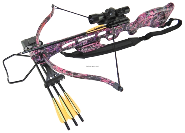 Picture of SA Sports Muddy Girl Fever Pro 175Lb Crossbow Package - 240 Fps, Scope, Quiver, Arrows, Sling, Rope Cocking Device