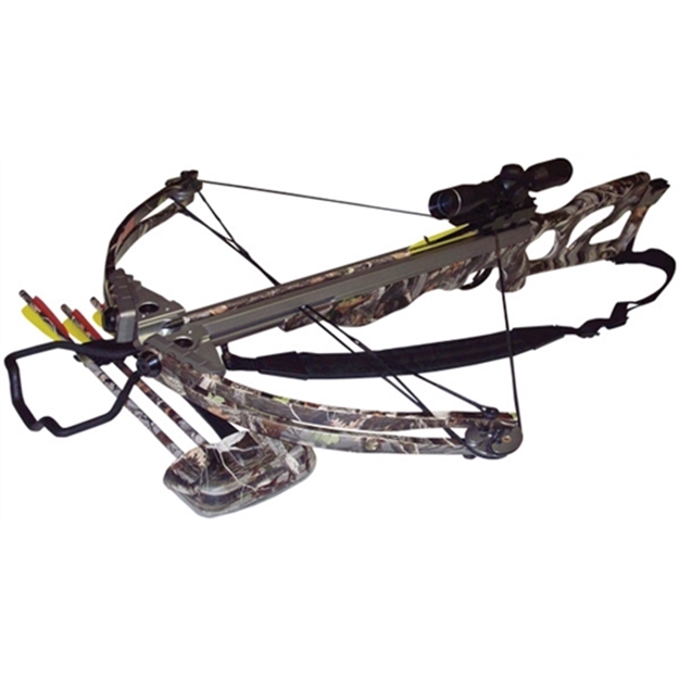Picture of SA Sports Ripper 185-Lb Compound Crossbow Package, W/Scope, 4-20" Carbon Bolts, Sling, Cosking Device, Camo