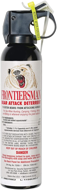 Picture of Sabre Fbad10 Frontiersman Bear Spray Capsaicin UP TO 35 FT Range 9.20 OZ With 3-N-1 Holster