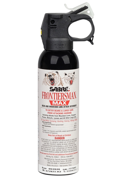 Picture of  Sabre Fbadx03 Frontiersman Bear & Mountain Lion Spray Capsaicinoids Range 40Ft 7.90 OZ 023063955599