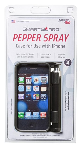 Picture of Sabre Sg4bkus Smartguard Pepper Spray Iphone Case Fits Iphone 4 UP TO 10 Feet
