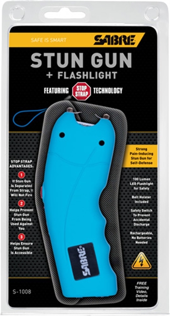 Picture of Sabre Stun Gun Flashlight Ergo Grip 2400000 Volt Turquoise<