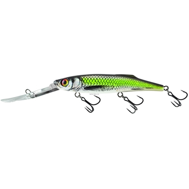 Picture of Salmo Freediver Super Deep Runner Minnow, 4 3/4", 7/8 Oz, Rattle Chamber, Silver Chartreuse Shad, Floating