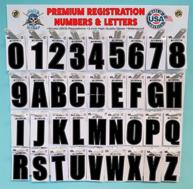 Picture of Salty Bones 3" Premium Boat Registration Letters & Numbers 360Ct. Display