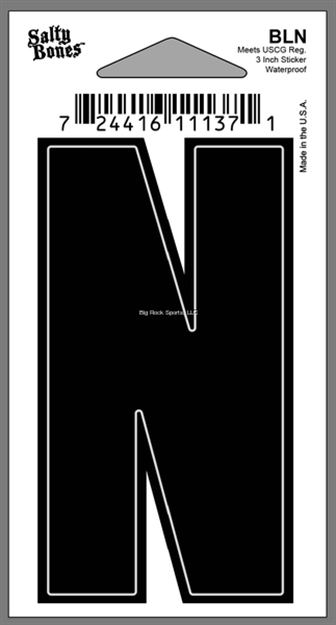 Picture of Salty Bones 3" Vinyl Boat Letter "N"