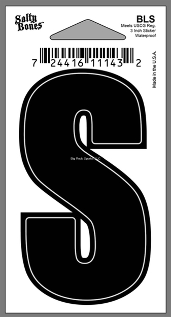 Picture of Salty Bones 3" Vinyl Boat Letter "S"
