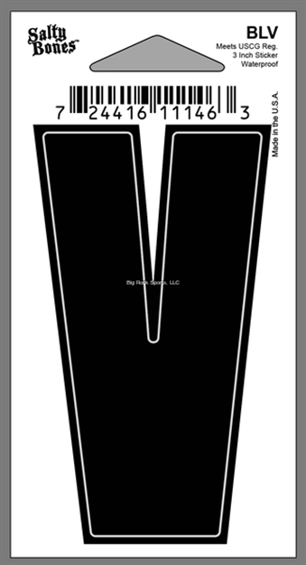 Picture of Salty Bones 3" Vinyl Boat Letter "V"