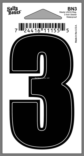 Picture of Salty Bones 3" Vinyl Boat Number "3"