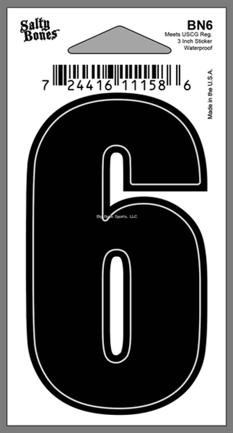Picture of Salty Bones 3" Vinyl Boat Number "6"