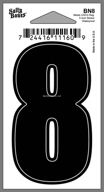 Picture of Salty Bones 3" Vinyl Boat Number "8"