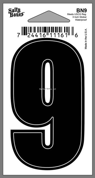 Picture of Salty Bones 3" Vinyl Boat Number "9"