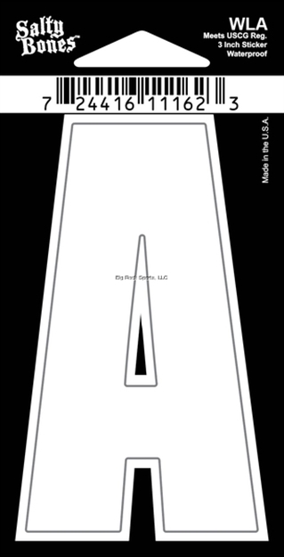 Picture of Salty Bones 3" Vinyl White Boat Letter - A