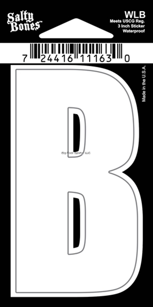 Picture of Salty Bones 3" Vinyl White Boat Letter - B