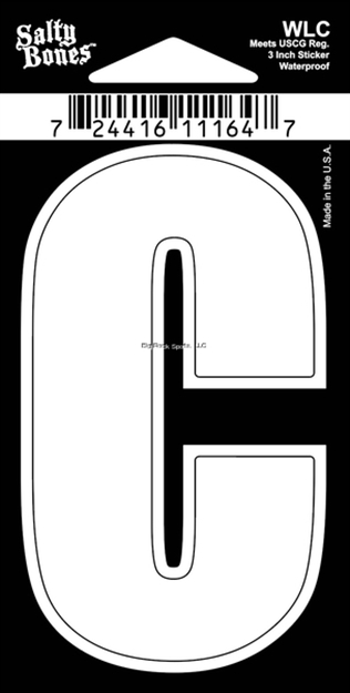 Picture of Salty Bones 3" Vinyl White Boat Letter - C