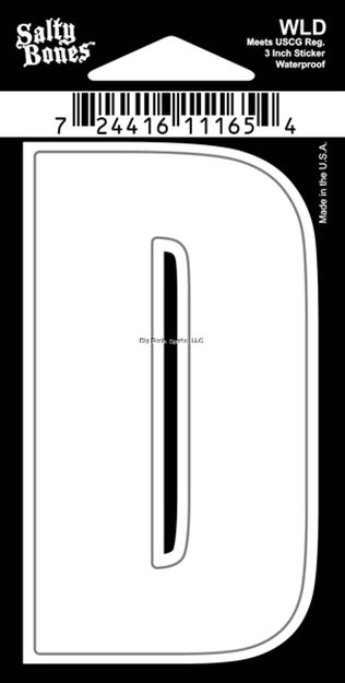 Picture of Salty Bones 3" Vinyl White Boat Letter - D