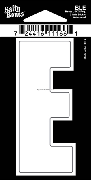 Picture of Salty Bones 3" Vinyl White Boat Letter - E