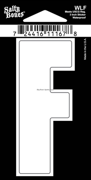 Picture of Salty Bones 3" Vinyl White Boat Letter - F