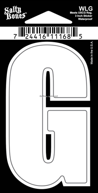 Picture of Salty Bones 3" Vinyl White Boat Letter - G