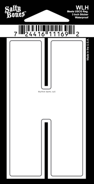 Picture of Salty Bones 3" Vinyl White Boat Letter - H