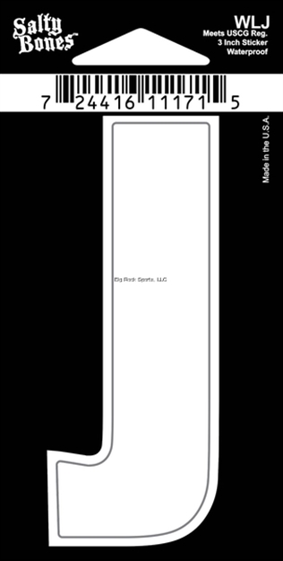 Picture of Salty Bones 3" Vinyl White Boat Letter - J