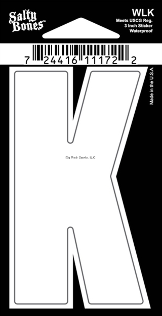 Picture of Salty Bones 3" Vinyl White Boat Letter - K