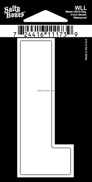 Picture of Salty Bones 3" Vinyl White Boat Letter - L