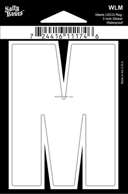 Picture of Salty Bones 3" Vinyl White Boat Letter - M