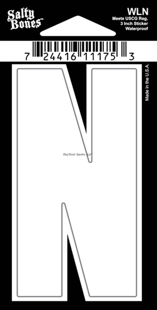 Picture of Salty Bones 3" Vinyl White Boat Letter - N