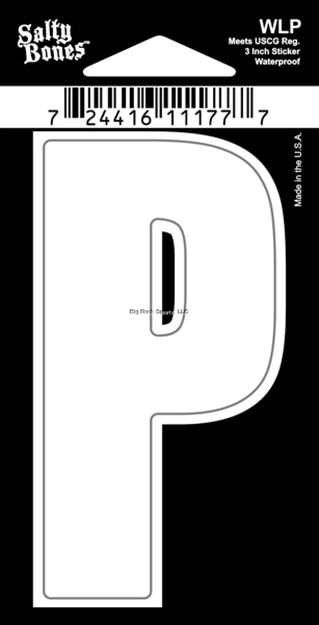 Picture of Salty Bones 3" Vinyl White Boat Letter - P