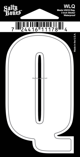 Picture of Salty Bones 3" Vinyl White Boat Letter - Q