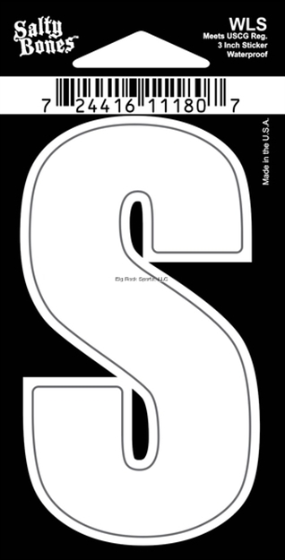 Picture of Salty Bones 3" Vinyl White Boat Letter - S