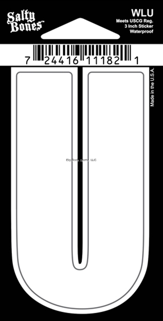 Picture of Salty Bones 3" Vinyl White Boat Letter - U