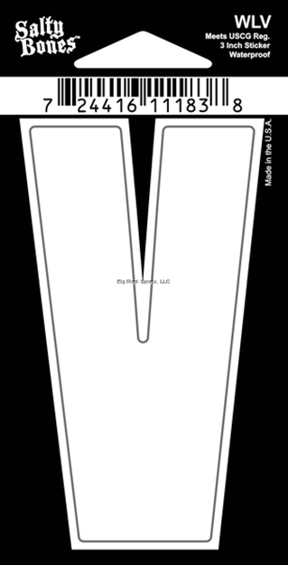 Picture of Salty Bones 3" Vinyl White Boat Letter - V