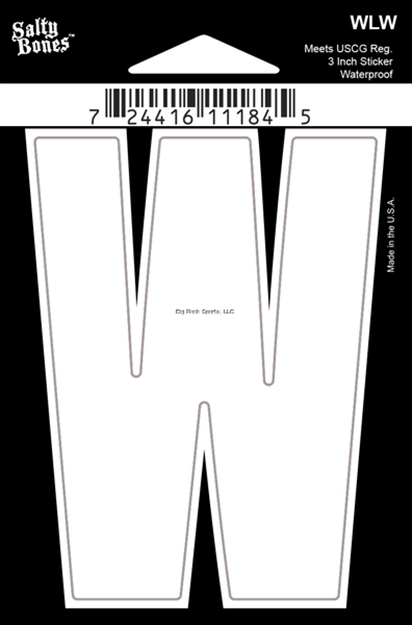 Picture of Salty Bones 3" Vinyl White Boat Letter - W