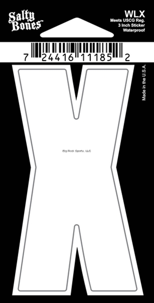 Picture of Salty Bones 3" Vinyl White Boat Letter - X