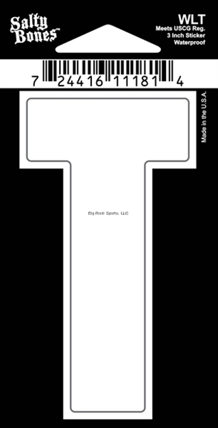 Picture of Salty Bones 3" Vinyl White Boat Letter -T