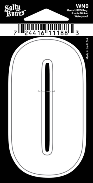 Picture of Salty Bones 3" Vinyl White Boat Number - 0
