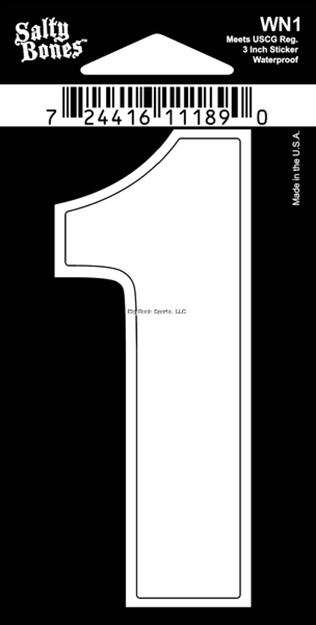 Picture of Salty Bones 3" Vinyl White Boat Number - 1