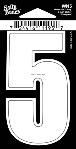 Picture of Salty Bones 3" Vinyl White Boat Number - 5