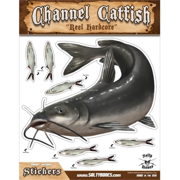 Picture of Salty Bones Mega Decal, 10.5" X 13.5", Channel Catfish (Left Facing)
