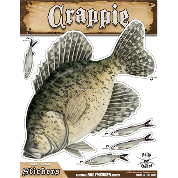 Picture of Salty Bones Mega Decal, 10.5" X 13.5", Crappie (Left Facing)