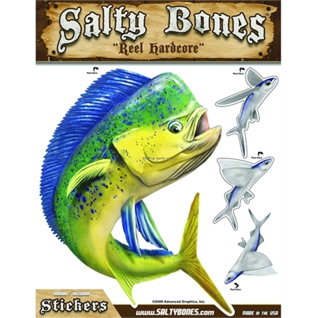 Picture of Salty Bones Mega Decal, 10.5" X 13.5", Mahi (Right Facing)