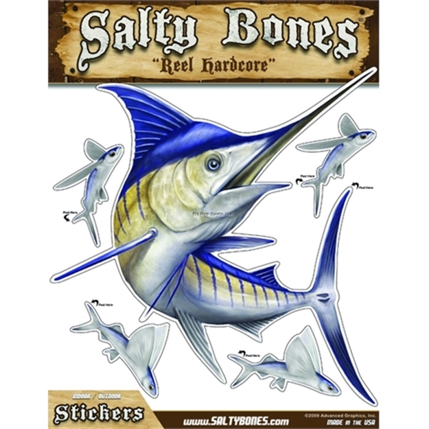 Picture of Salty Bones Mega Decal, 10.5" X 13.5", Marlin (Right Facing)